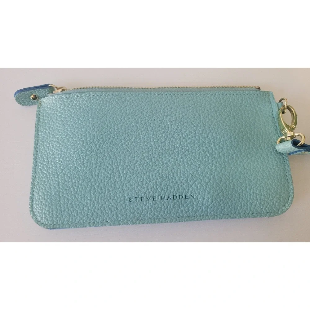 Steve Madden Zip Wallet Phone‎ Card Case Wristlet Textured Faux Leather Handbag